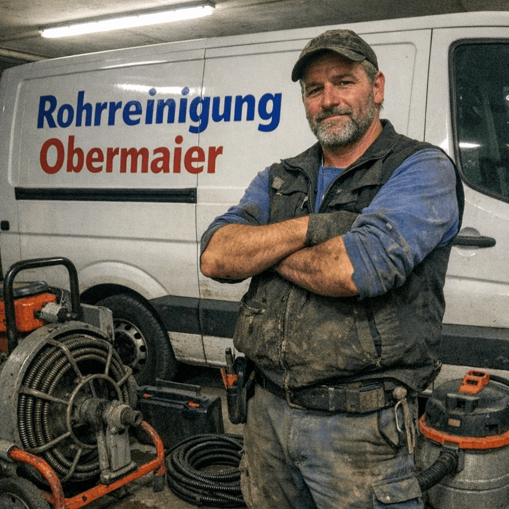 Monteur vor Einsatzfahrzeug